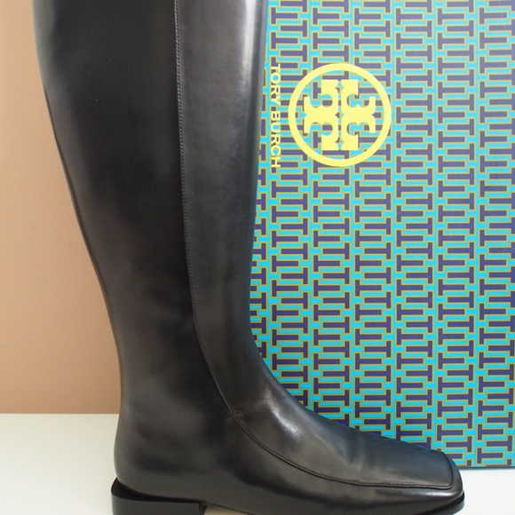 Tory Burch Square Toe Boots 20MM Knee Boots Size 9 Black - Picture 9 of 9